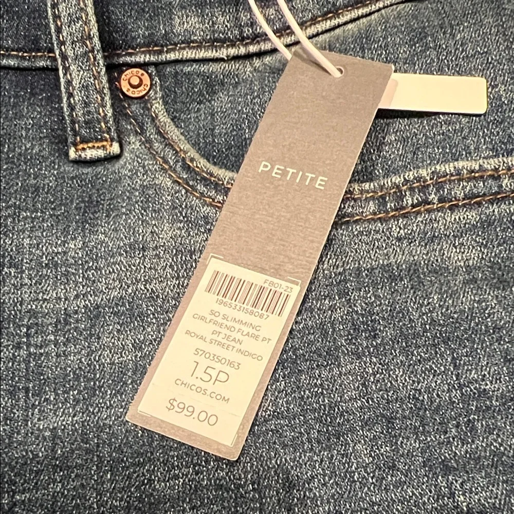 Chico's Dark Blue So Slimming® Girlfriend Flare Jeans - Picture 3 of 4